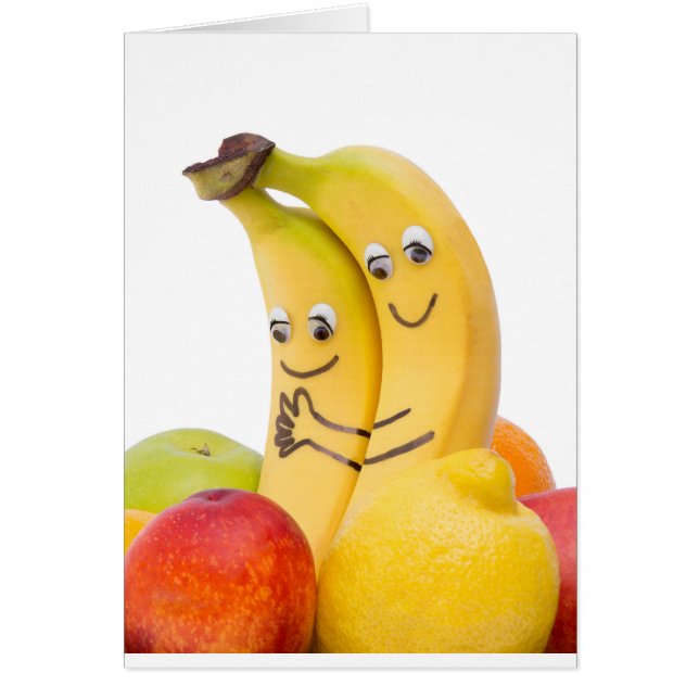 Dos plátanos cariñosos con los ojos y la boca (Frente)