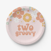 Dos platos de papel de cumpleaños florales retro g