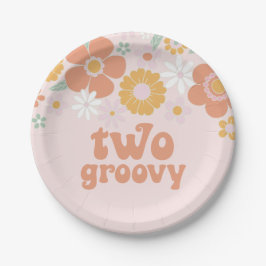 Dos platos de papel de cumpleaños florales retro g
