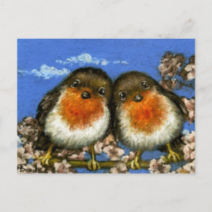 Dos postales de petirrojos por Tanya Bond