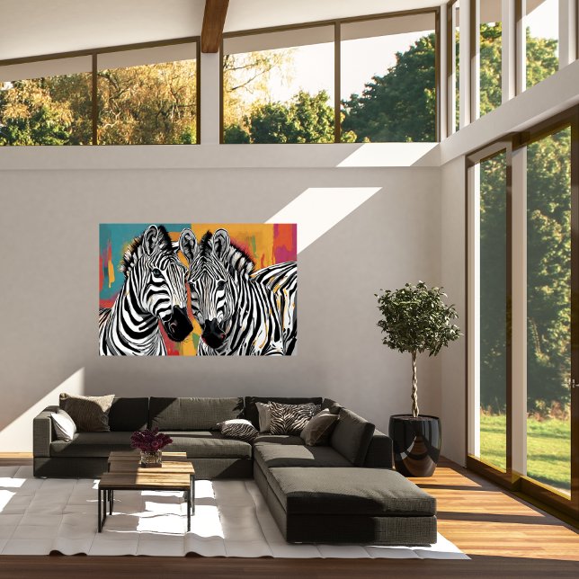 Dos Posters de arte moderno de Cebras (Two Zebras Modern Art Poster)