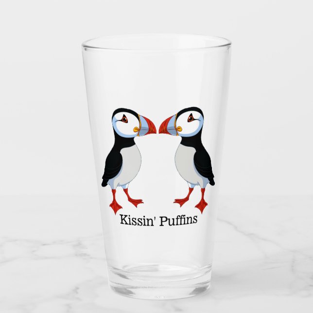 Dos Puffins Diseñar Vidrio Bebido (Anverso)