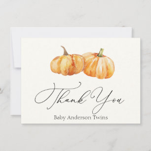 Dos Pumpkins de otoño con doble tarjeta de nota de