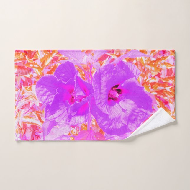 Dos púrpura y picante ciruela loca Hibiscus (Toalla de mano)