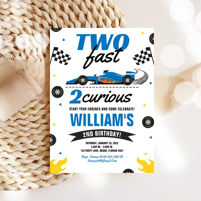Dos rápidos 2 curiosos auto de carreras invitación (Subido por el creador)