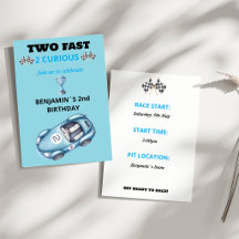 Dos rápidos 2 curiosos auto de carreras invitación