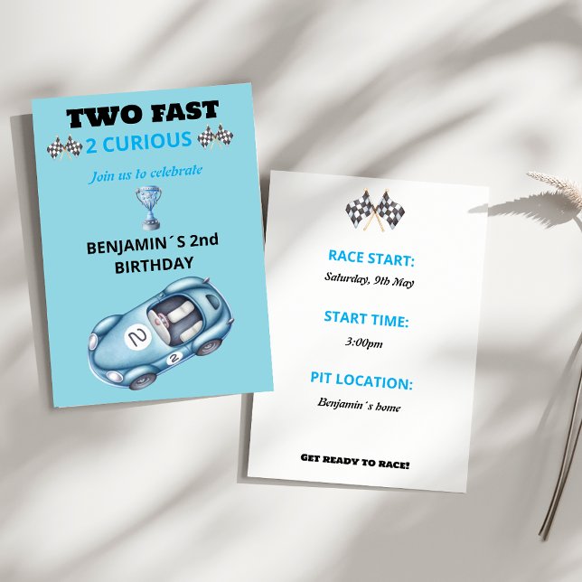 Dos rápidos 2 curiosos auto de carreras invitación (Subido por el creador)