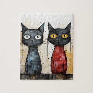 Dos rompecabezas de acuarela de gatos