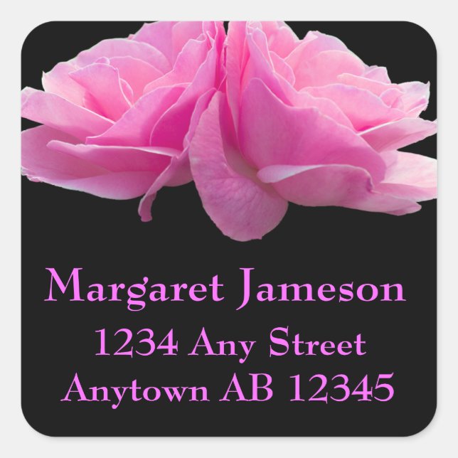 Dos rosas rosados que casan la etiqueta del remite (Anverso)