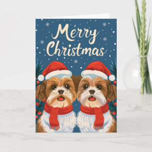 Dos Shi Tzu Feliz Navidad personalizado