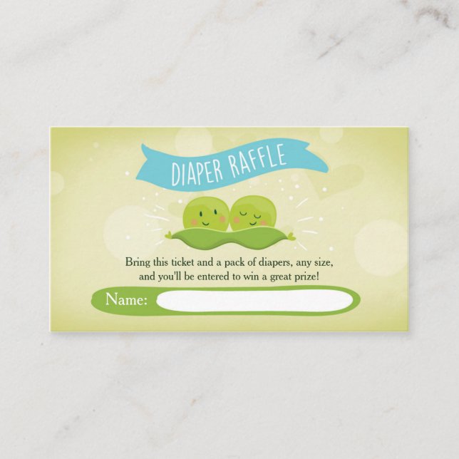 Dos tarjetas Baby Shower Diaper Raffle Peas en una (Anverso)