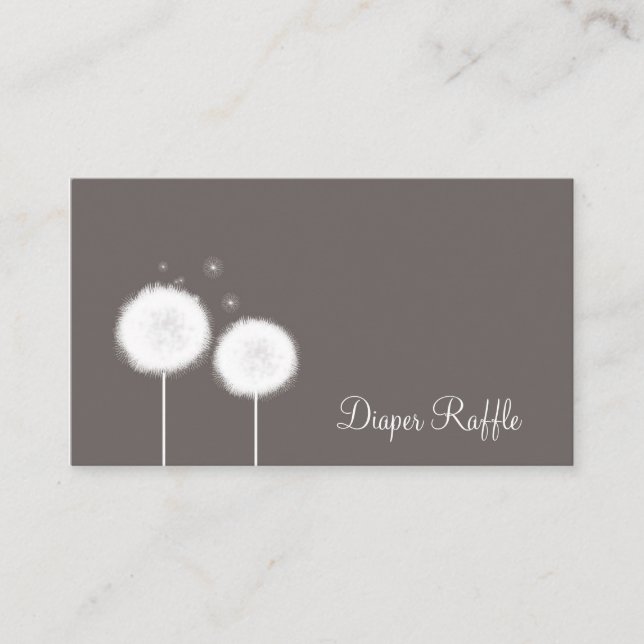 Dos tarjetas Dandelions Taupe Rustic Diaper Raffle (Anverso)
