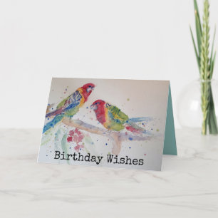 Dos tarjetas de cumpleaños color agua Rosella Parr