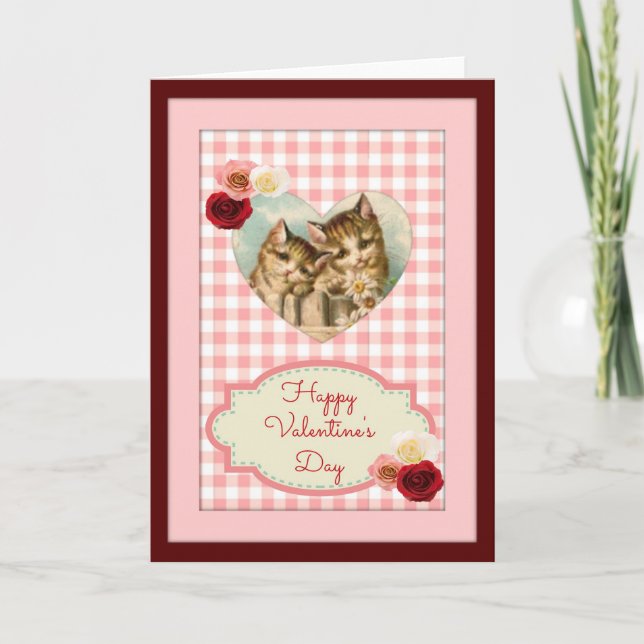 Dos tarjetas de El día de San Valentín de gatos Na (Anverso)
