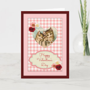 Dos tarjetas de El día de San Valentín de gatos Na