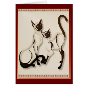 Dos tarjetas de los gatos siameses