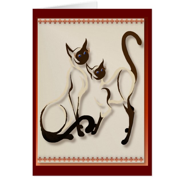Dos tarjetas de los gatos siameses (Frente)