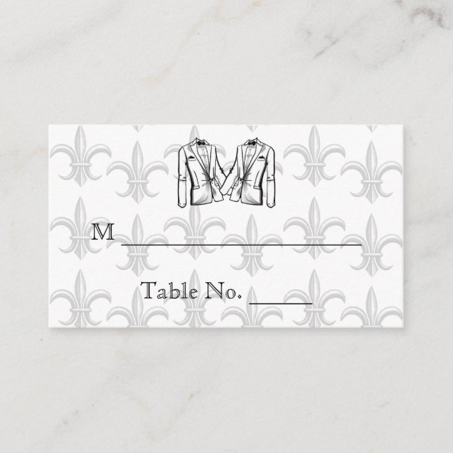 Dos tarjetas de plaza de Boda gay Tuxedo Groom (Anverso)