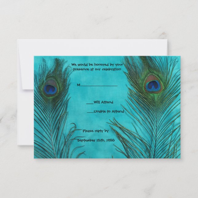 Dos Tarjetas de Respuesta de Boda con Plumas de Pa (Anverso)