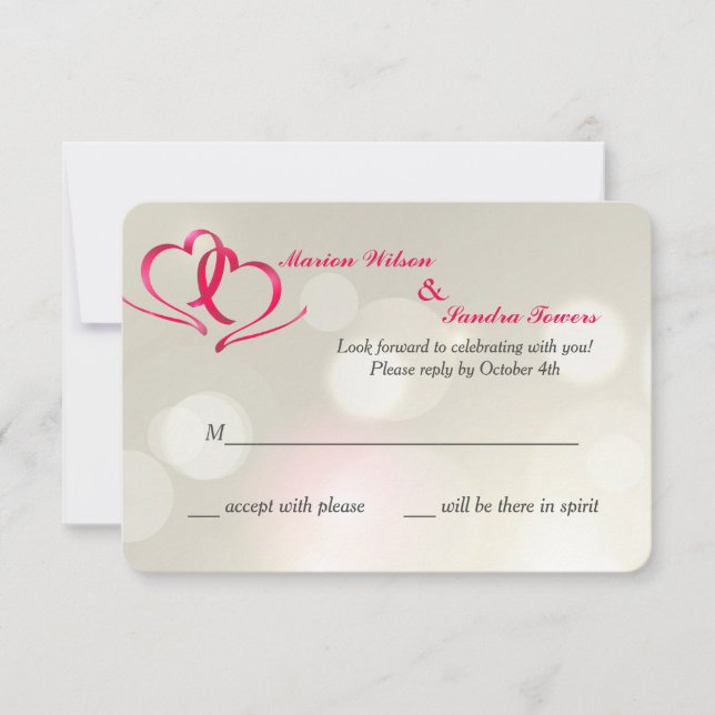 Dos tarjetas de respuesta unidas de corazón (Anverso)