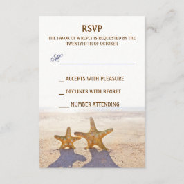 dos tarjetas RSVP de boda de playa de estrella