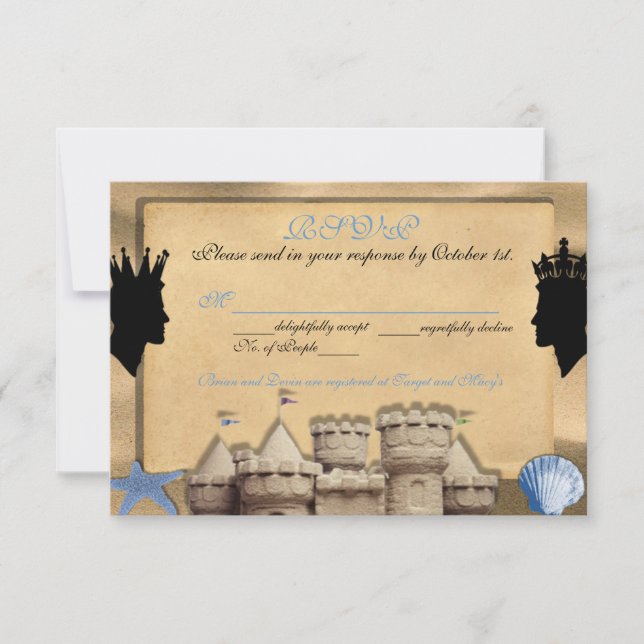 Dos tarjetas RSVP de Boda Gay Personalizado de Rey (Anverso)