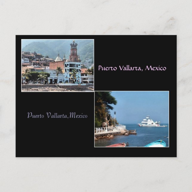 dos tomas de la postal de Puerto Vallarta (Anverso)