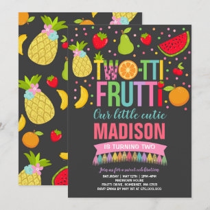 Dos-tti Frutti Party Invitación Segunda Fiesta de