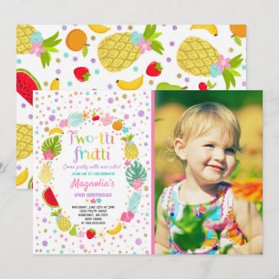 Dos-tti Frutti Party Invitación Segunda Fiesta de 
