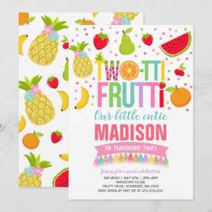 Dos-tti Frutti Party Invitación Segunda Fiesta de 