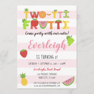 Dos tti Frutti - Tutti Fruity Birthday Invitación
