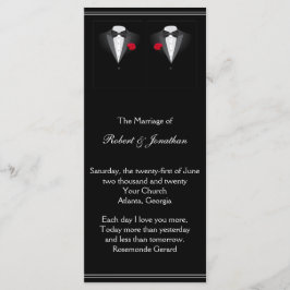 Dos Tuxedos con el Programa de Boda Gay Rosa Roja