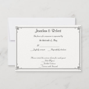 Dos Tuxedos con Tarjeta de Respuesta de Boda Rosa 