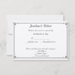 Dos Tuxedos con Tarjeta de Respuesta de Boda Rosa 