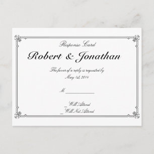 Dos Tuxedos en la tarjeta postal RSVP blanca