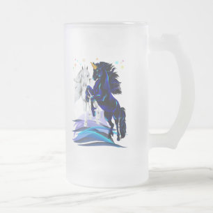 Dos unicornios y tazas de las ondas