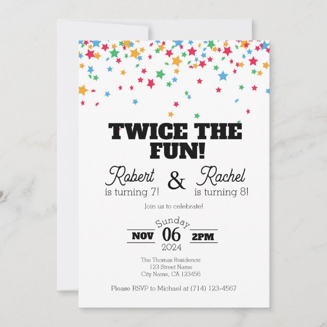 Dos veces la divertida invitación a la celebración (Anverso)