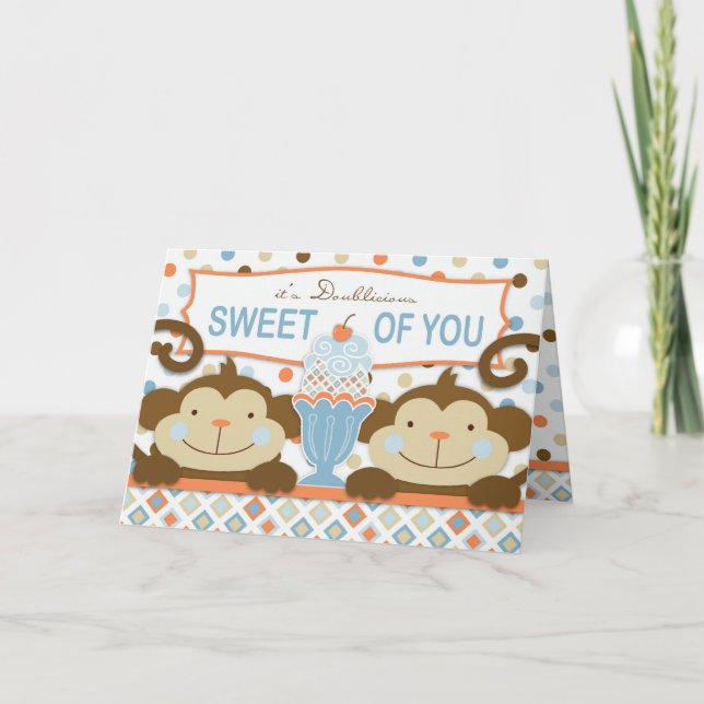 Dos veces la tarjeta de los chicos divertidos con  (Anverso)