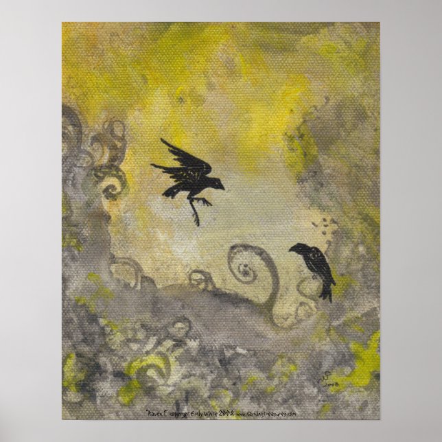 Dos viajes en Poster de arte abstracto amarillo hu (Frente)