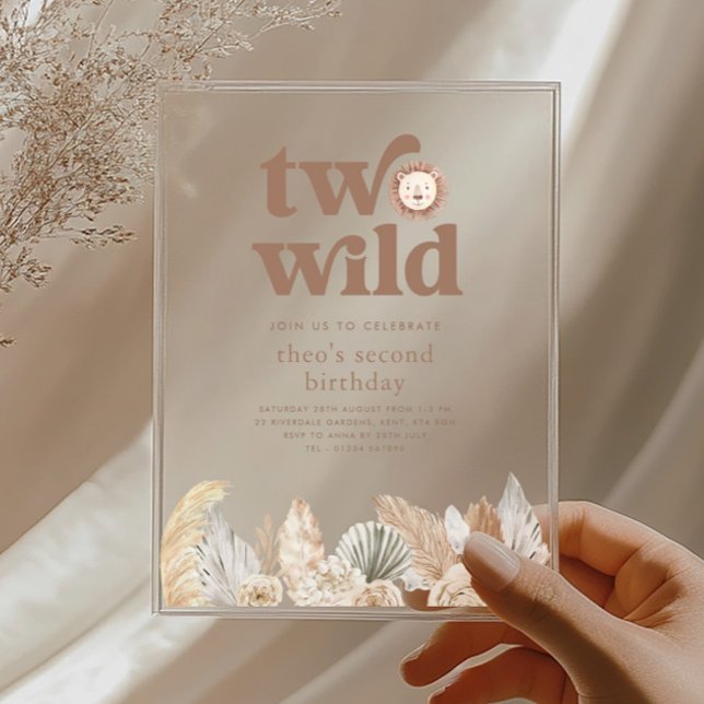 Dos Wild Retro Neutral Sale Invitación al Cumpleañ (Zazzle Two Wild Retro Neutral Leaves Birthday Invitation)