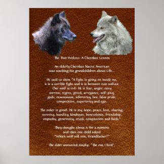 Dos Wolves Cherokee Lesson Posters de Vida Silvest