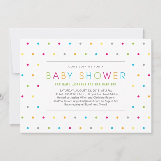 Dosis de color Invitación de Baby Shower neutra de (Anverso)