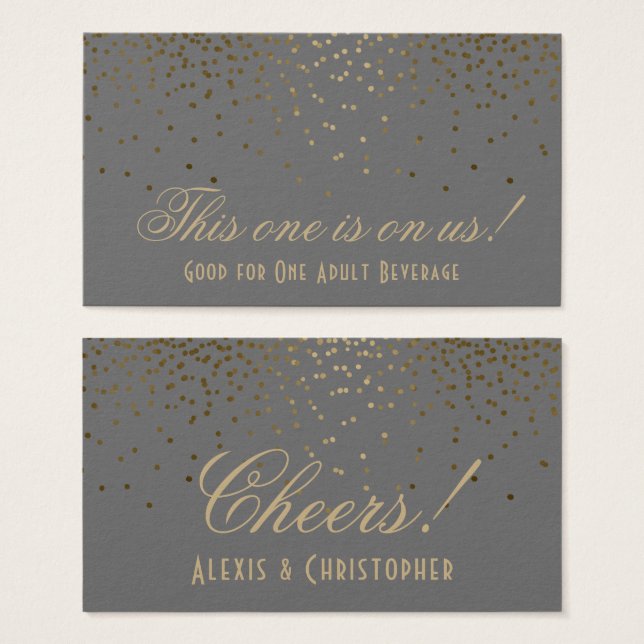 Dosis de oro en boletos de Boda gris (Anverso y reverso)