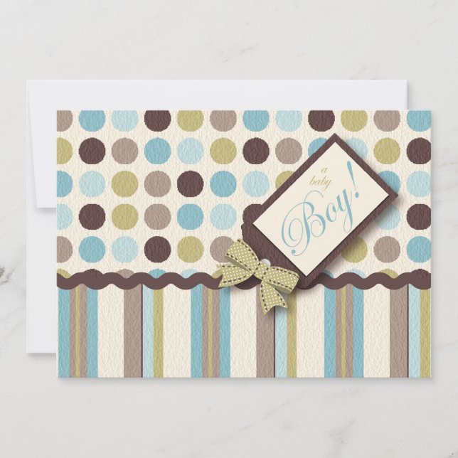 Dots and Stripes Invitaciones a la ducha para bebé (Anverso)