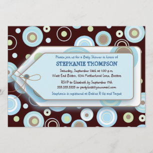 Dots azules Etiqueta Boy Invitación Baby Shower