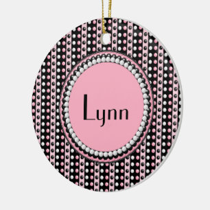 Dots de polka y tiras Ornamento redondo monogramad