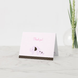 Dottie Elephant Pink Folded Gracias notas