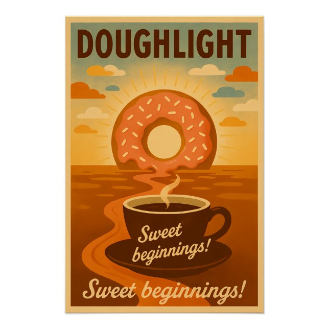 Doughlight Retro Donut Coffee Poster (Anverso)