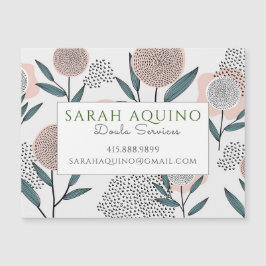 Doula Magnetic Business Card Peach Coral Floral
