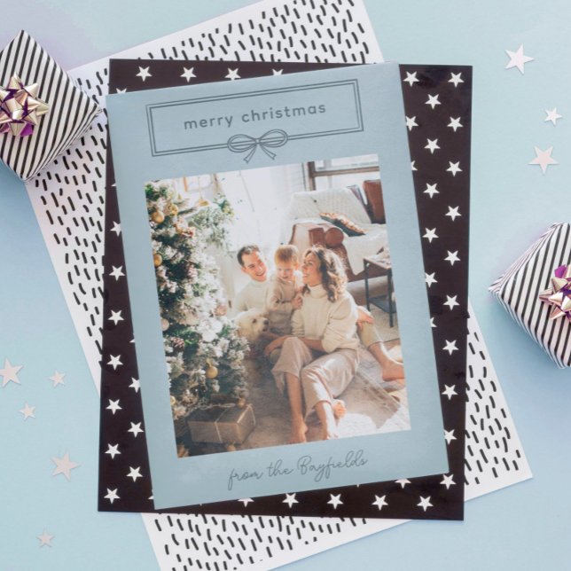 Dove Blue Bonito Bow Foto Feliz Navidad (Subido por el creador)